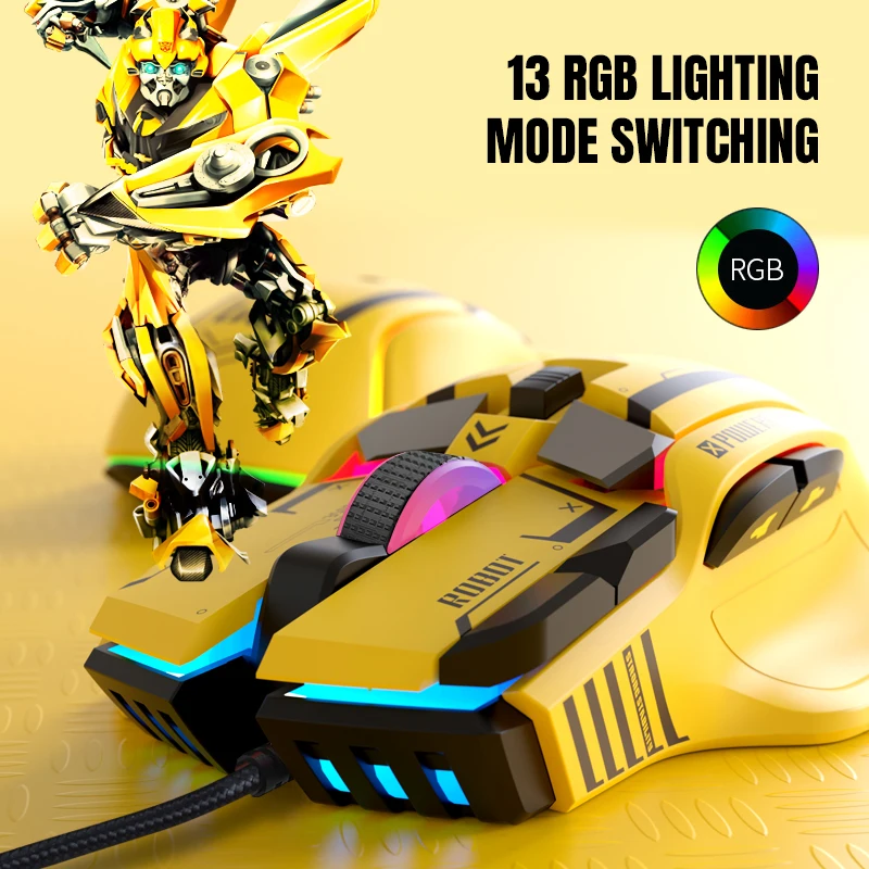 

Hot sale HXSJ G6 1000HZ RGB 12800 mechanical 10 buttons programmable adjustable macro gaming mouse for gamer game desktop