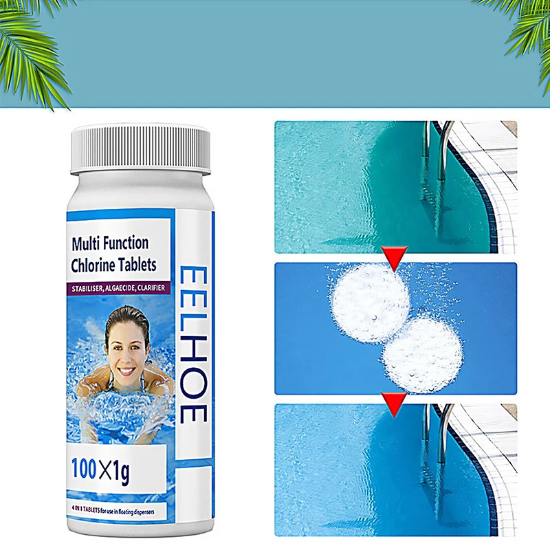 1 Box Swimming Spa Hot Tub Household Cleaning Supplies 50/100g Swimming Pool Cleaning Tablet Chlorine Bromine Tablets Cleaner