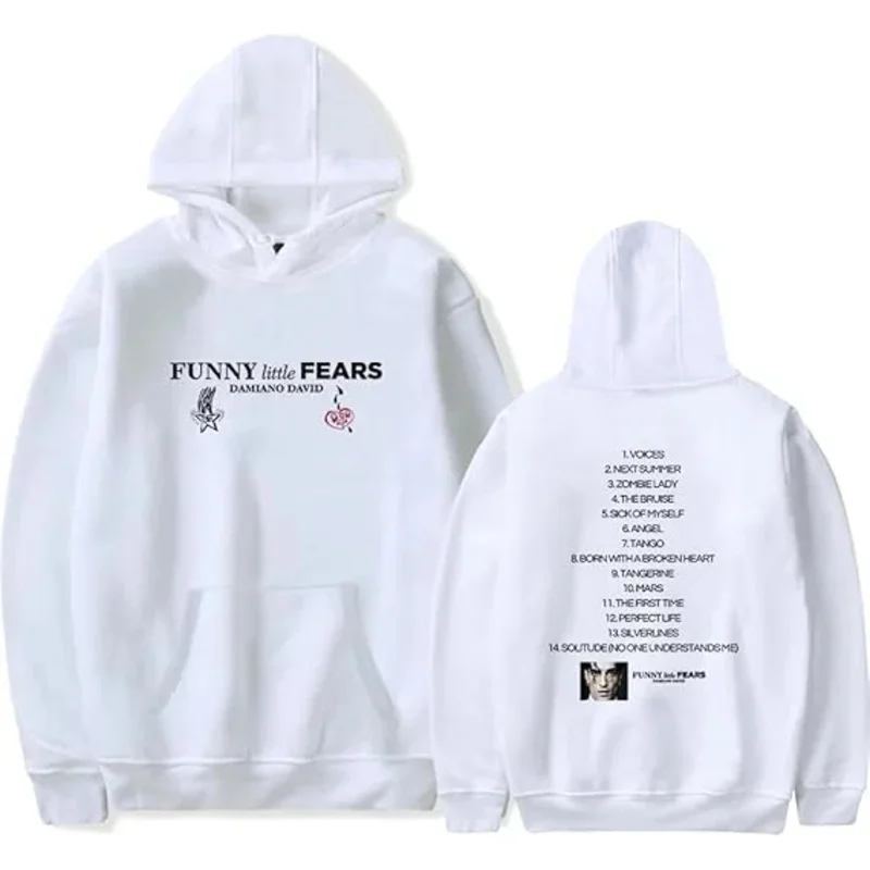 2025 yiyi Damiano David Funny Little Fears Album Merch Felpa con cappuccio Manica lunga Casual