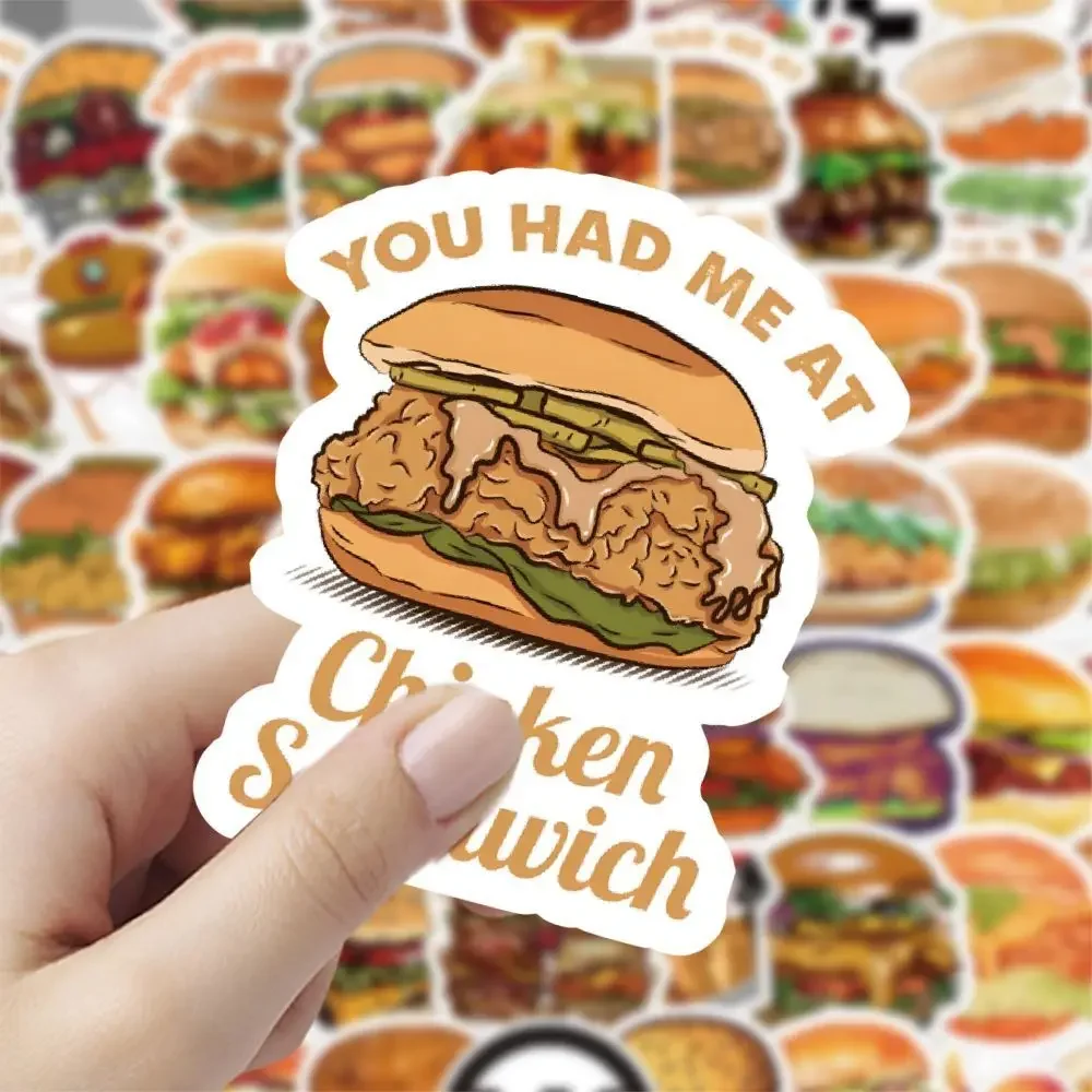 10/30/50Pcs Hamburger fried chicken desktop decoration phone  Suitcase waterproof Stickers