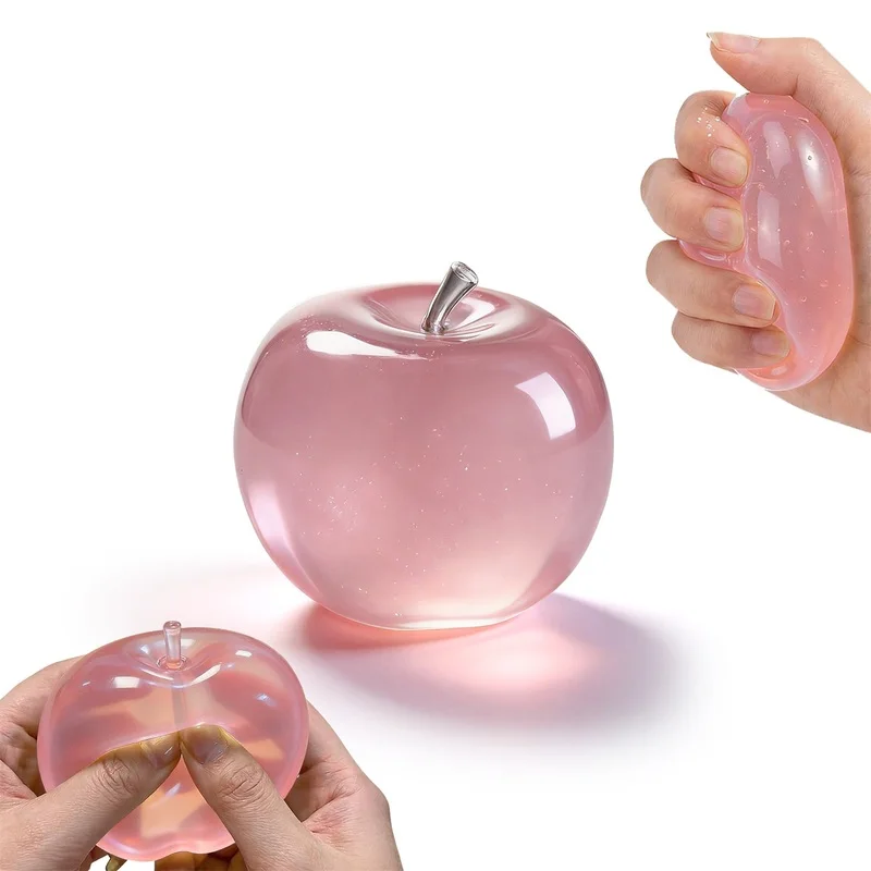 Squishy Fruit Green Pink Apple Fidget Toy Squeeze Stress Relief Hand Anti-Anxiety Fruit Stretchy Slow Rising Creative Gift