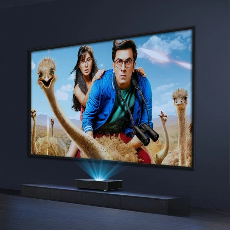 Proyector Láser Portátil YINZAM Compatible con 4K Ultra Corta Distancia, Cine en Casa, Video UHD, Proyector con Doble WIFI 6, Android 11