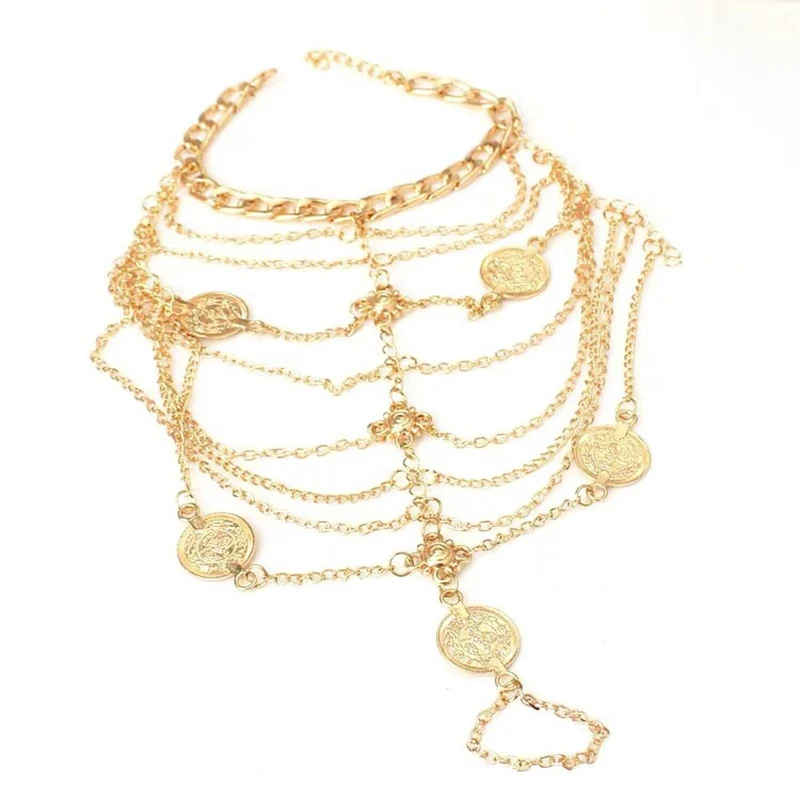 New Exotic And Ethnic Style Retro And Sexy Tassels Multi-layer Instep Chain Gold And Silver For Wome Summer Accessories