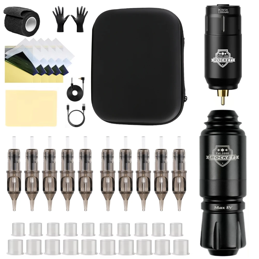 

Беспроводная батарея, набор ручек для татуировки, набор для татуировки с батареей для татуировки, полный набор тату-машин, принадлежности для татуировки для начинающих