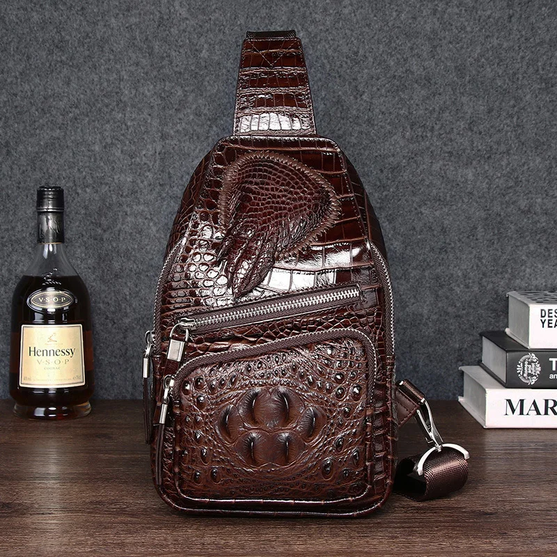 

Crocodile Pattern Leather Men's Chest Bag Male Shoulder Crossbody Travel Sling Pack Fashion Designer Trending Product