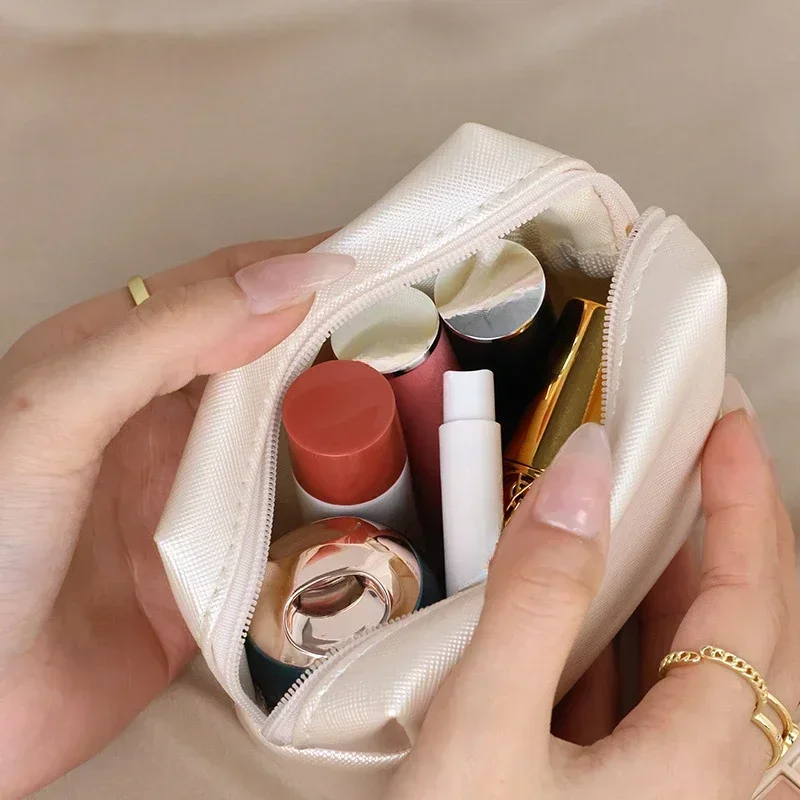 

Women Cosmetic Bag Waterproof PU Leather Solid Color Small Makeup Pouch Travel Wash Toiletry Storage Bag Organizer Purse 2023