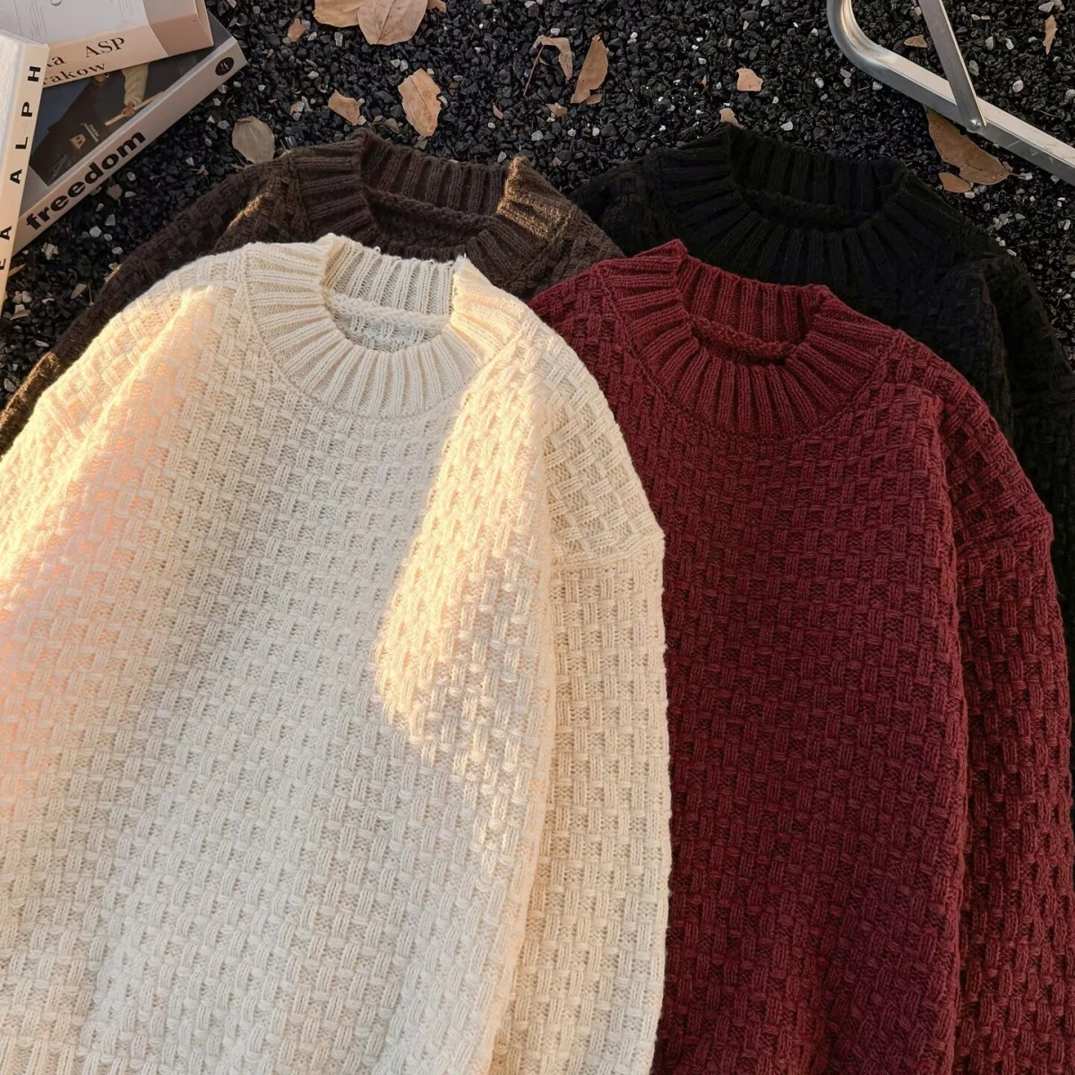 Suéter de Punto con Cuello Redondo E para Hombre, Csa de Capa Base Moderna, Otoño Invierno, Ajuste Deado, Informa...