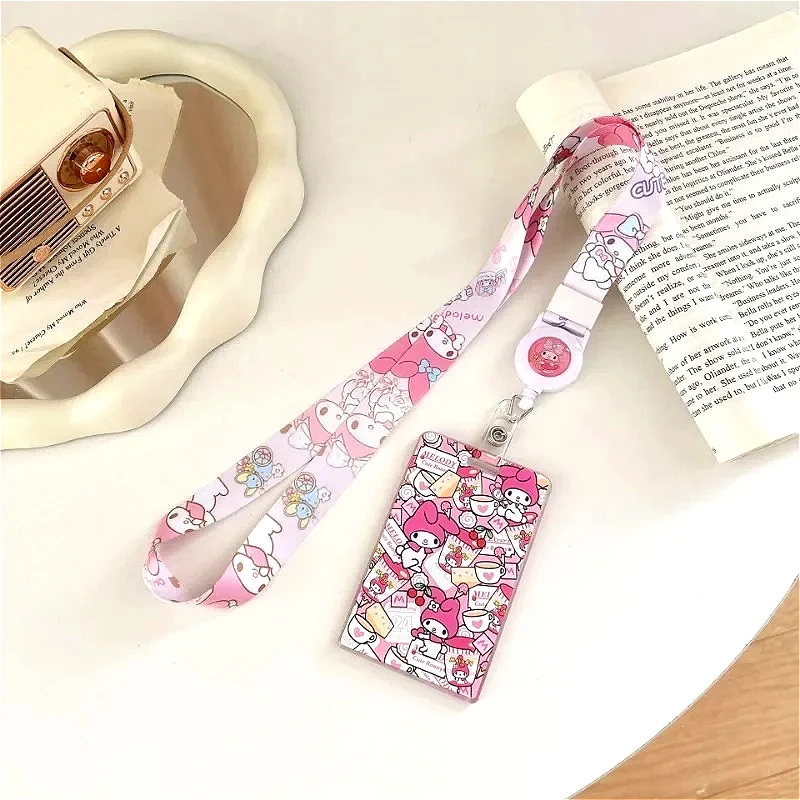 Sanrios Cartoon Tier Kartenhalter Langes Seil Anime Figur Hello Kitty Kuromi My Melody Kartenhüllen Lanyard Ausweis Paket Fall