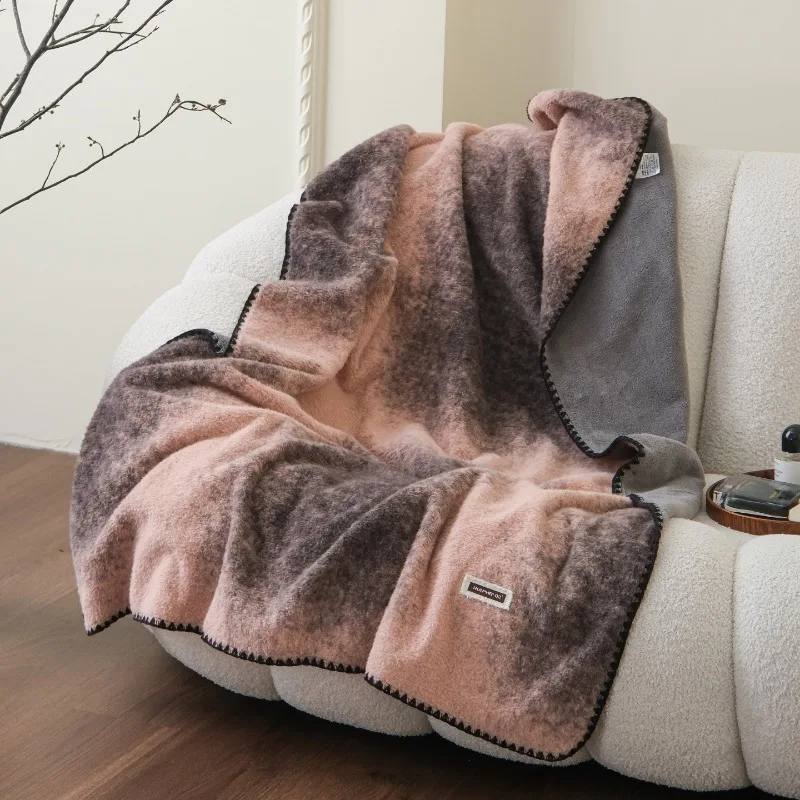Imitation woolen milk fleece shell needle decorative blanket double-sided fleece casual blanket