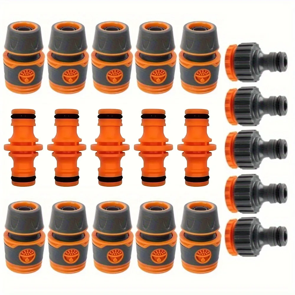 20Pcs 1/2 Inch Garden Hose Quick Connector Water Pipe Faucet Extender Fixed Connectors Fittings Adapter Joint Irrigation System