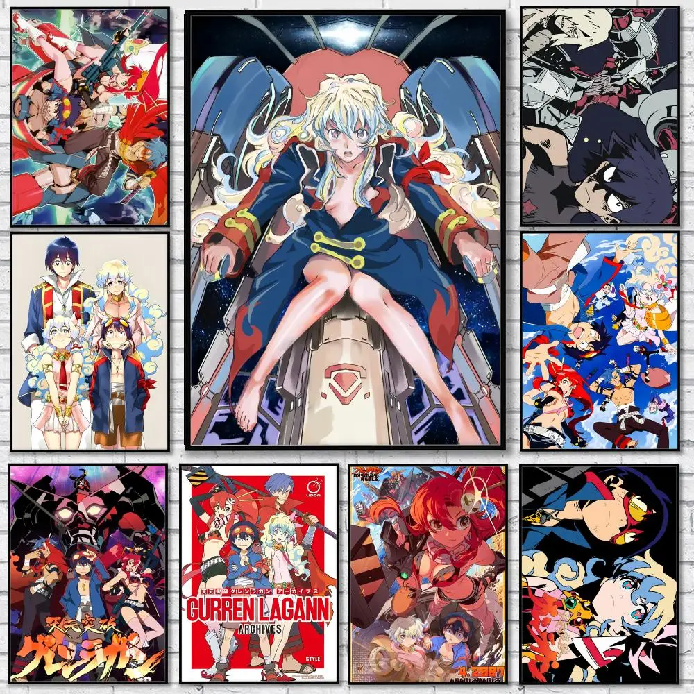 

T-Tengen Toppa Gurren-Lagann Painting Calligraphy Minimalist Print Canvas Poster Unframed Wall Art For Home Office Decor