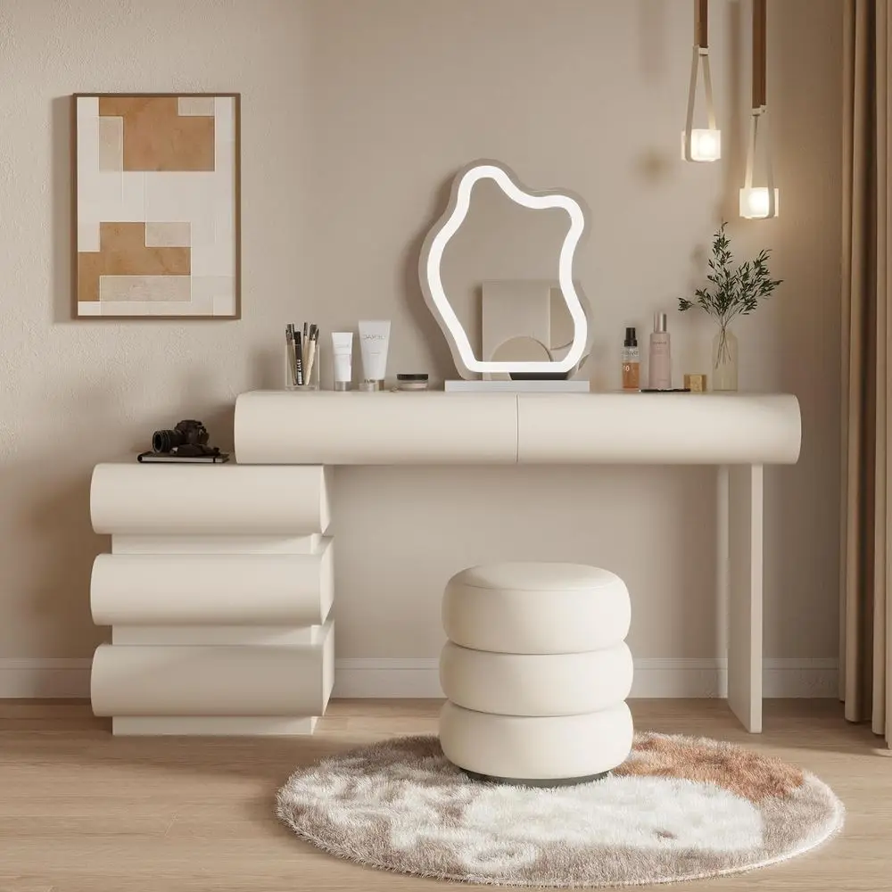 White Leather Vanity Set 2