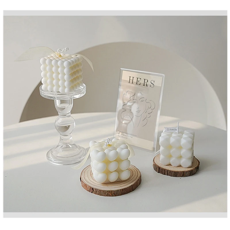 Creative Home Souvenirs Ins Rubik\'s Cube Scented Candles Soy Wax White Geometric Aromatherapy Candles Home Decoration Ornaments