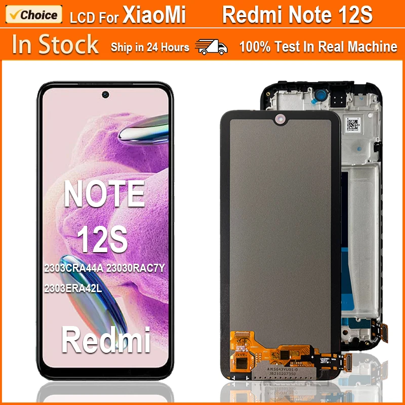 6.43\'\' Super AMOLED LCD For Xiaomi Redmi Note 12S LCD Touch Screen Digitizer Assembly For Redmi 2303CRA44A 23030RAC7Y 2303ERA42L