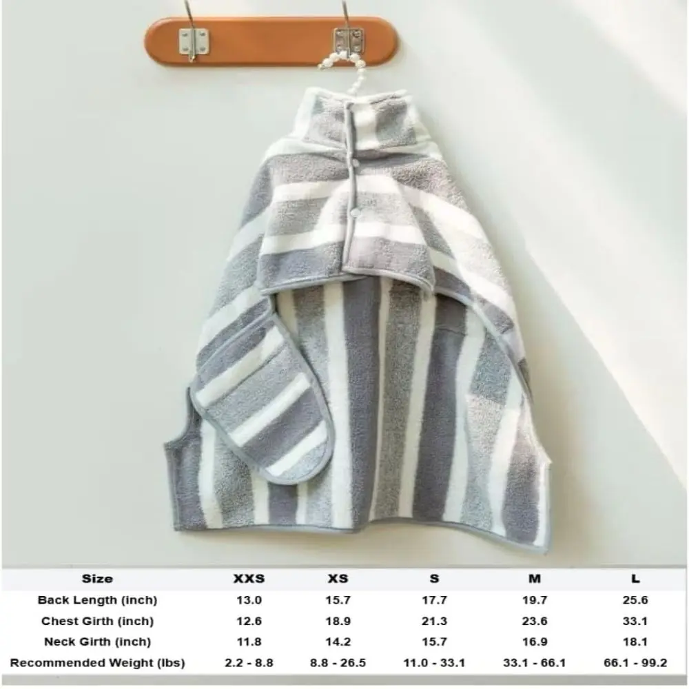 New Water Absorption Dog Bathrobe Quick Drying Microfiber Bath Towels Adjustable Hood Stripe Pet Drying Coat Travel