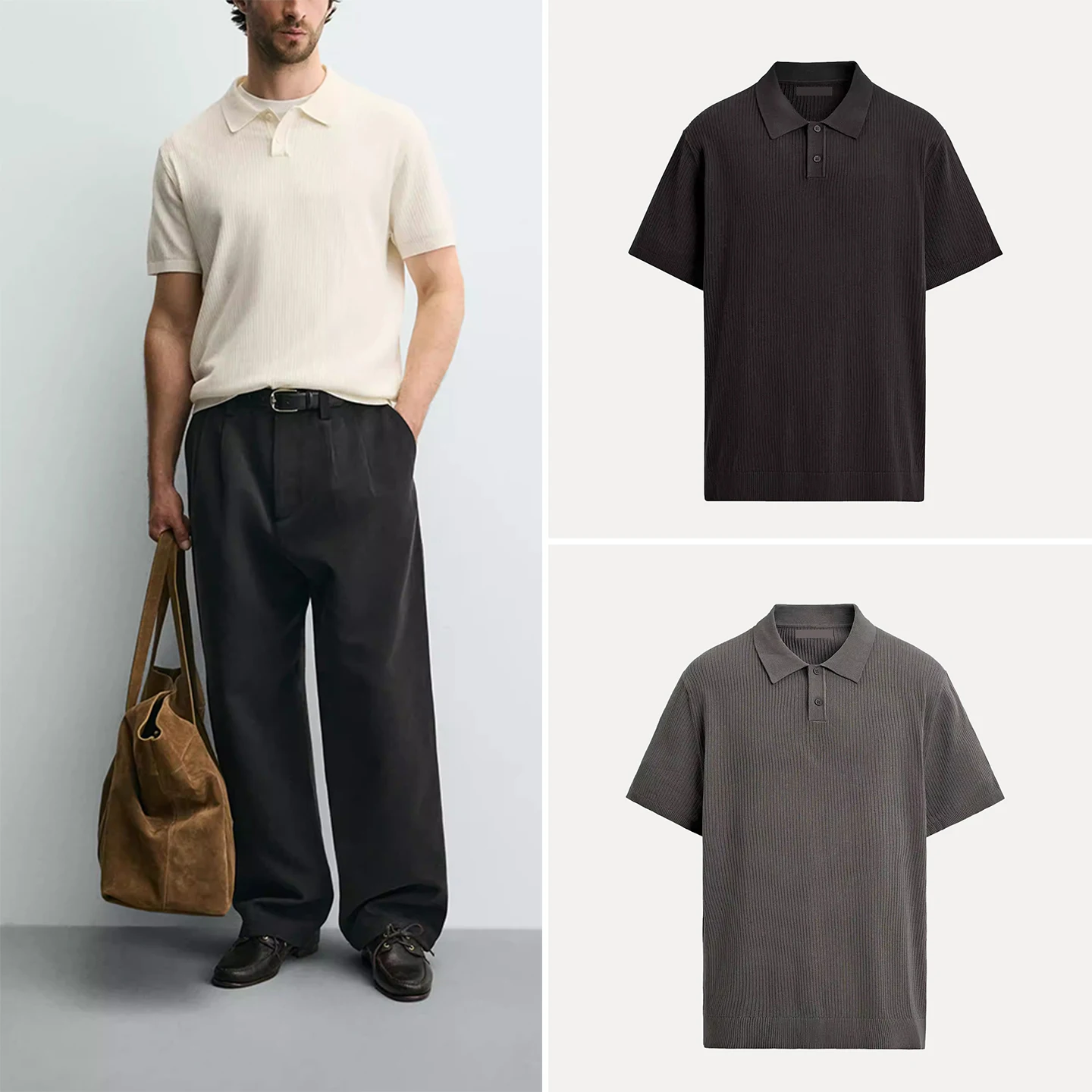 

Мужская трикотажная футболка прямого кроя с ребристой отделкой, в нескольких цветах, с полосками, новинка весны 2026 года