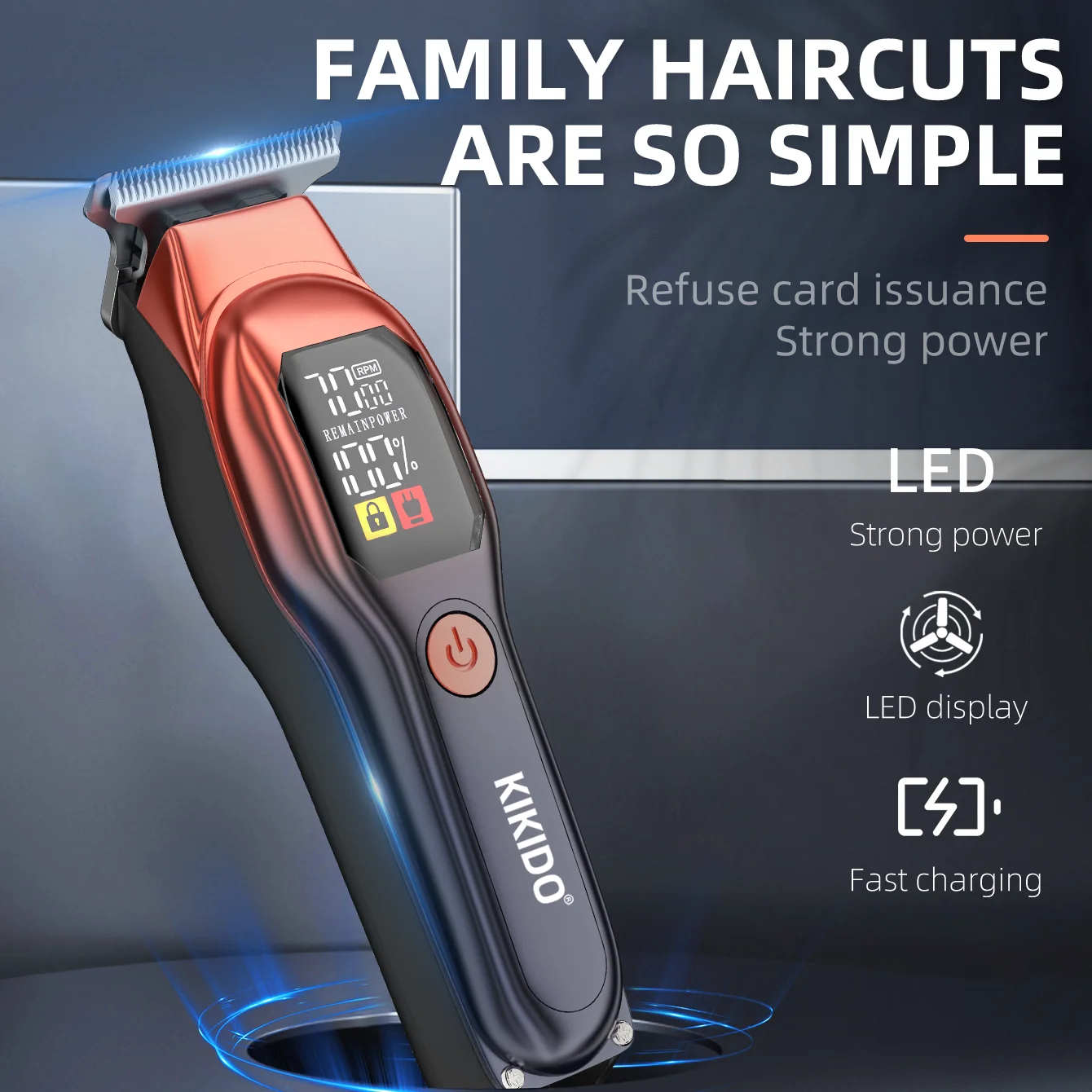 KIKIDO Hair Cutting Machine Cordless Hair Trimmer Professional Hair Clipper Electric Haircut Machine T-Blade Clipper for Men A2