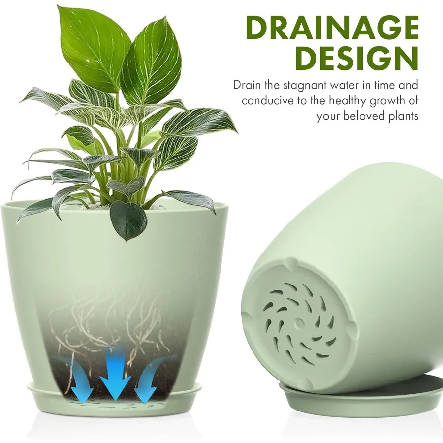 16Pack 4inch Small Nursery Plant Pots Plastic Planters with Drainage Holes and Saucers for Indoor Seedlings Succulents and Smal