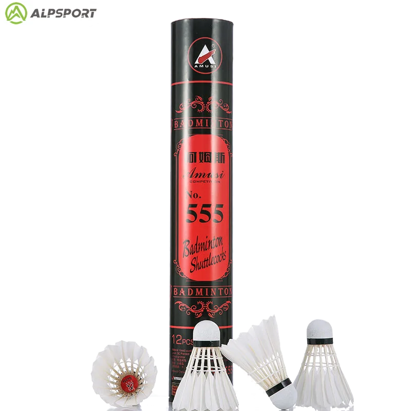 

Alpsport 555 12 pcs. White badminton balls Shuttleshuttlea Durable badminton balls with goose feather. Designed for training.