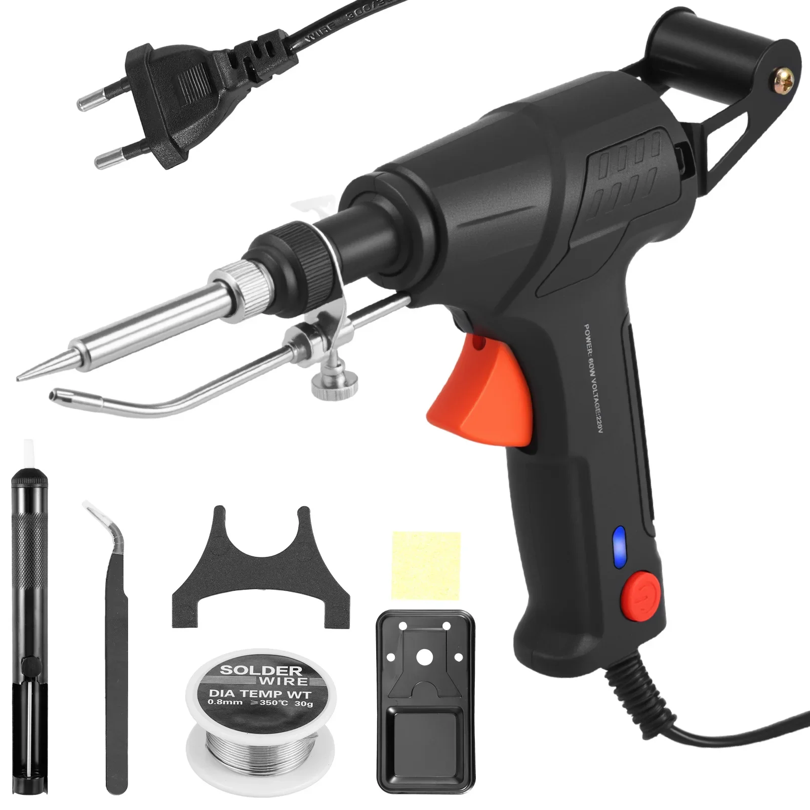 

Handheld Soldering Iron Kit Portable Electric Welding Station Kit with Soldering Tool Tweezers Stands Solder Sucker 30g Tin Wire