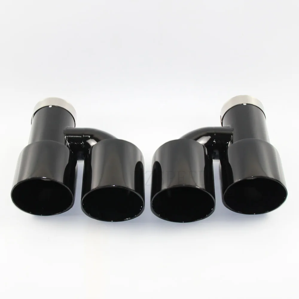 Car Accessories 304 stainless steel glossy black H type dual exhaust pipe muffler tail throat