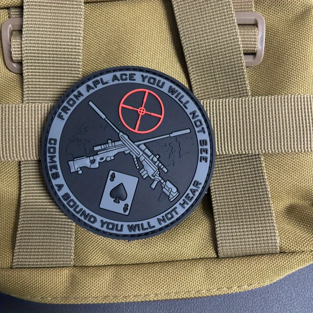 Sniper PVC Patch Tactische Moreel Sniper Ace Card Gun Patch Klittenband Armband Militaire Moreel Badge Rugzak Stickers