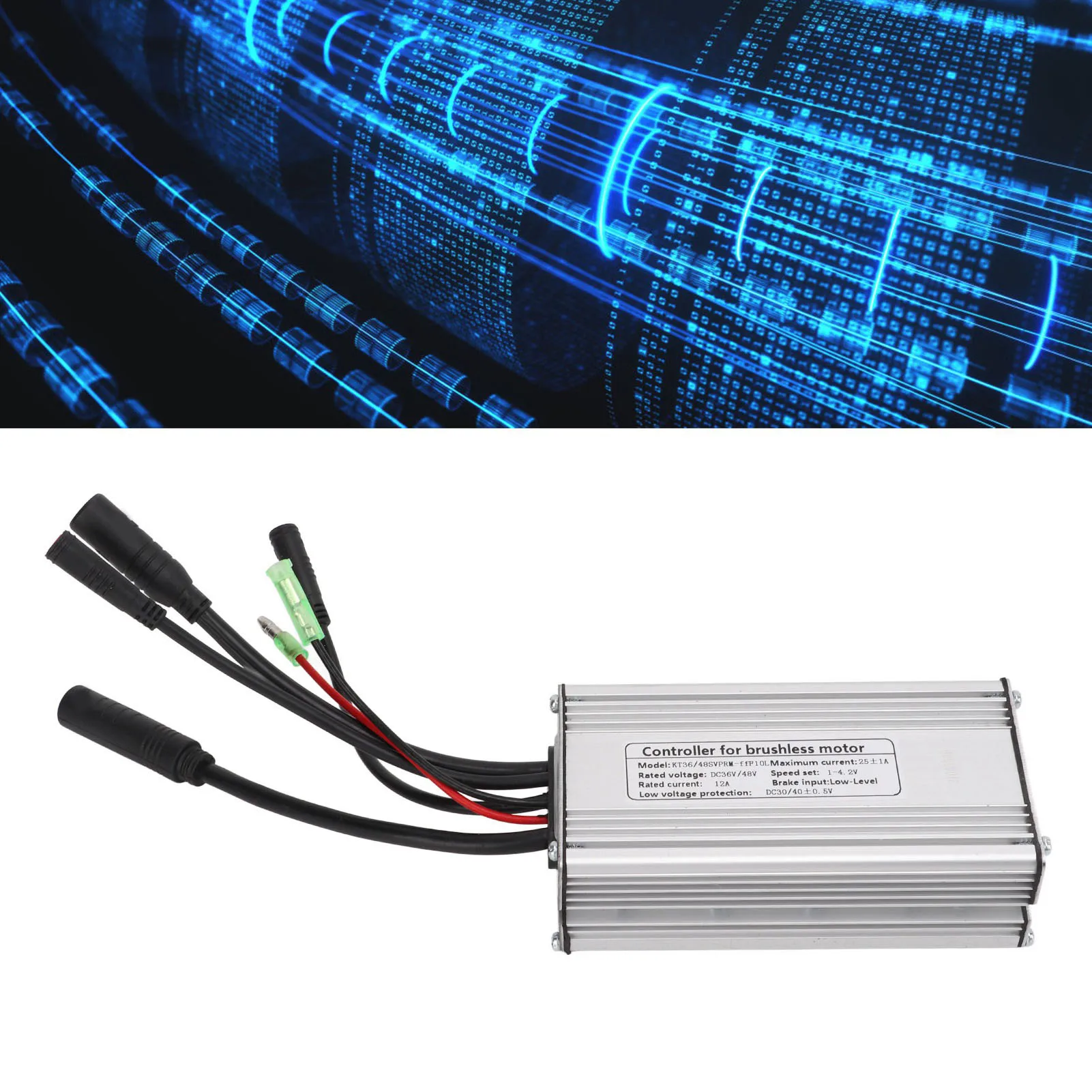 Controlador de onda senoidal 36v/48v 25a, à prova d'água, bicicleta elétrica, motor sem escova, controlador de velocidade com linha de luz para motor de 750w