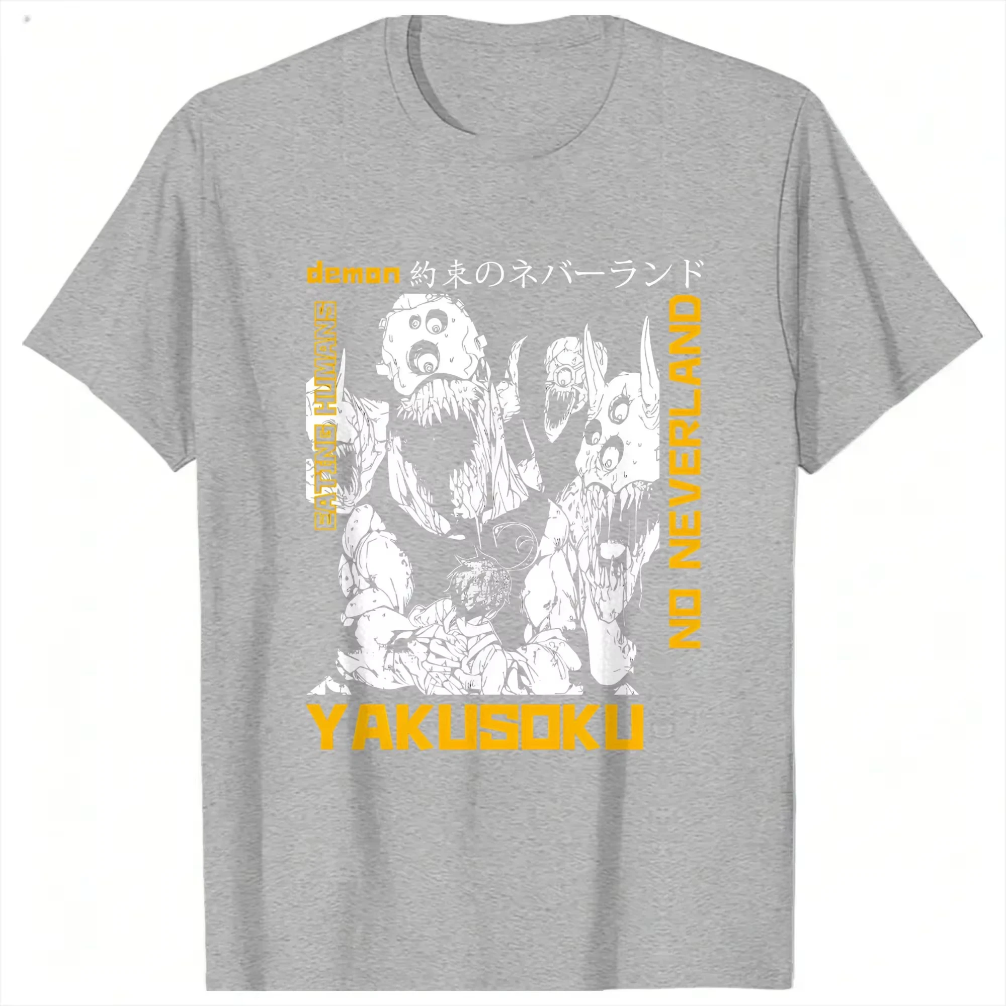 Vintage T-Shirt Summer The Promised Neverland Demon Fashion T Shirts Cotton Tshirt for Mens Y2K Classic Short Sleeve Streetwear