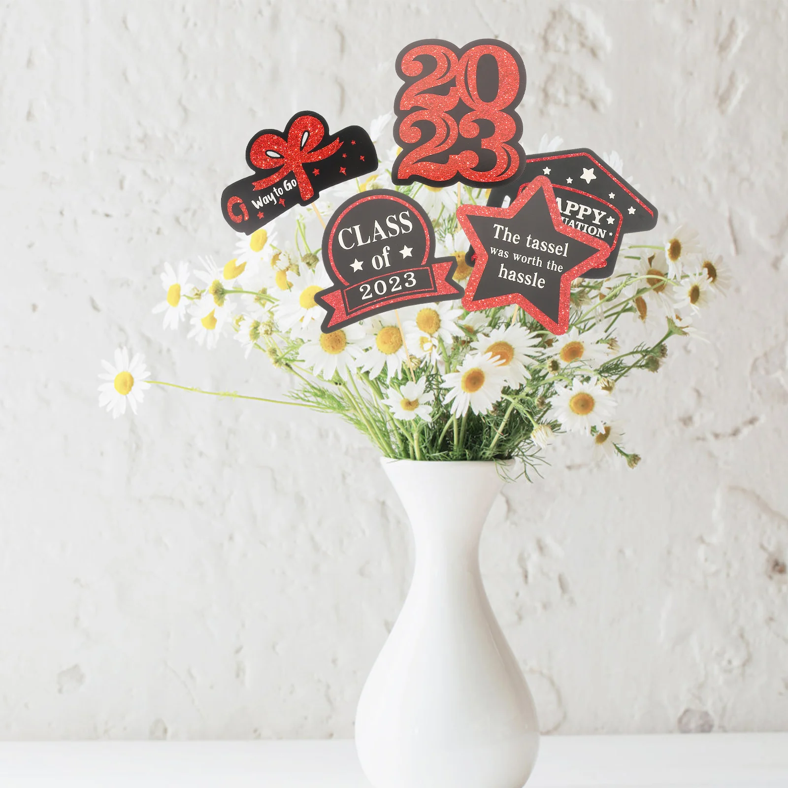 

1 set Graduation Cake Insert Cards Premium Wood Toppers Vase Decorations Desktop Centerpieces Party Layout Photo Props