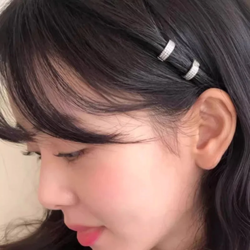 Crystals Metal Mini Circular Hair Clip Holder Forehead-side Claw Clip Fashion Headwear Ornament Jewelry Accessories 6pcs lot view 3