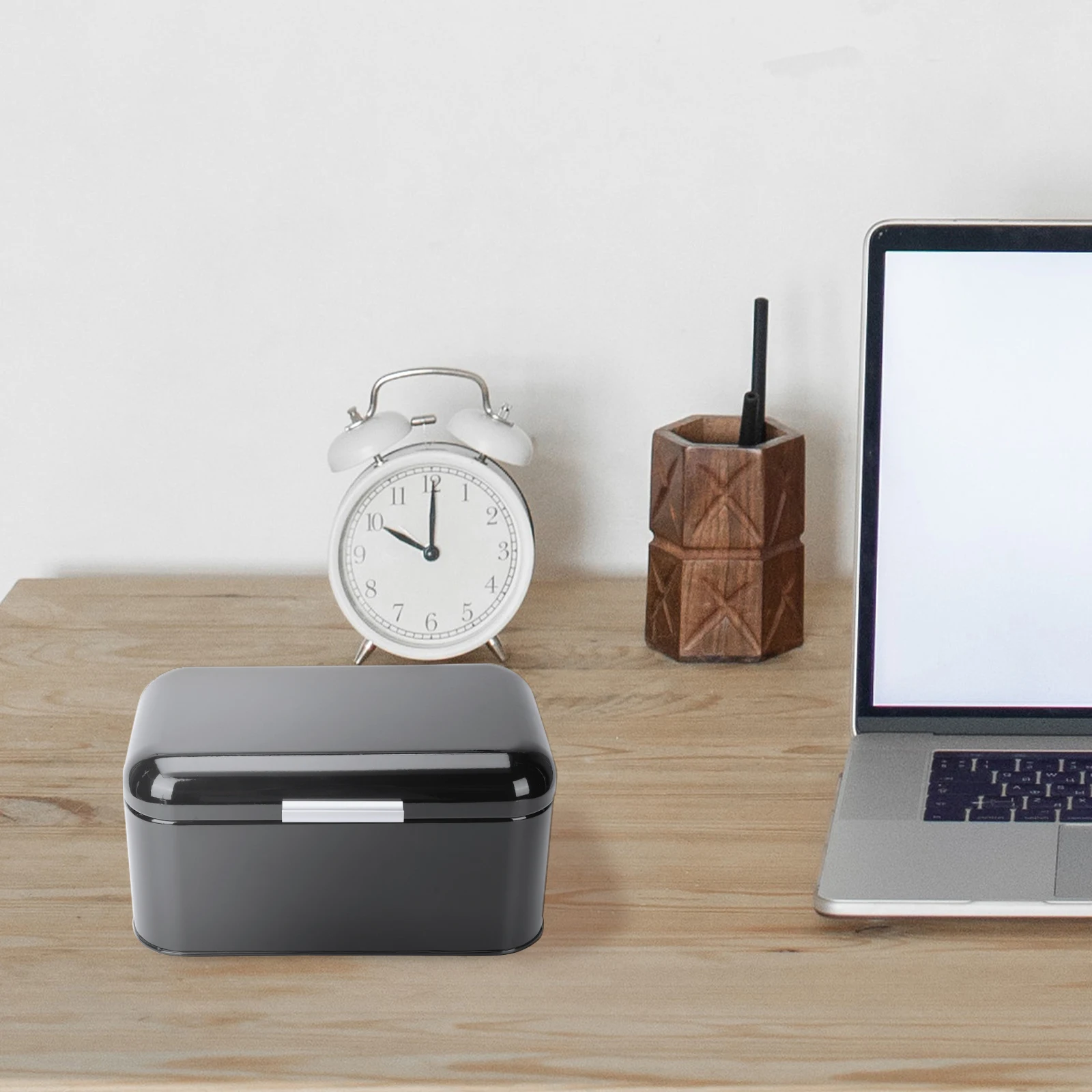 

Moisture-Proof Bread Storage Box Black Iron and Plastic Kitchen Container for Home Bakery Coffee Shop Food Storage Bin