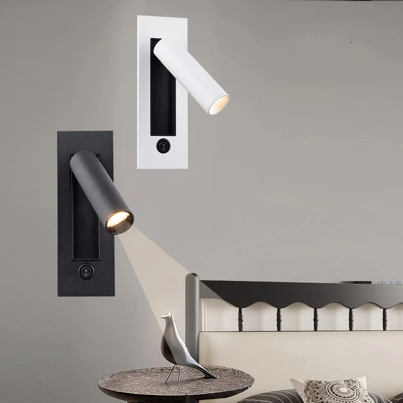 Indoor LED Wall Light Nordic Spot Lights For Bedroom Beside Living Room Hotel Modern Rotation Folding Headboard Reading Lights