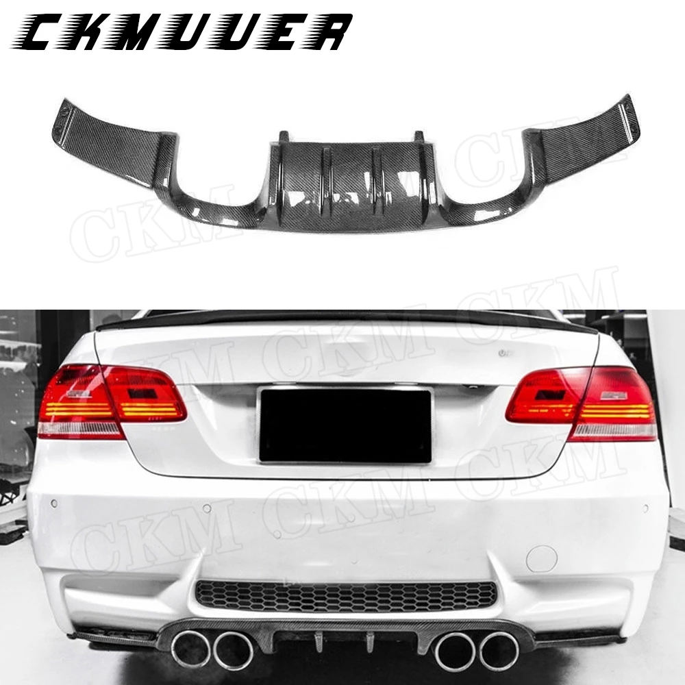 

CKMUUER For BMW 3 Series E92 M3 2008-2013 Carbon Fiber Rear Diffuser Spoiler H Style Bumper Lip Guard Direct Installation