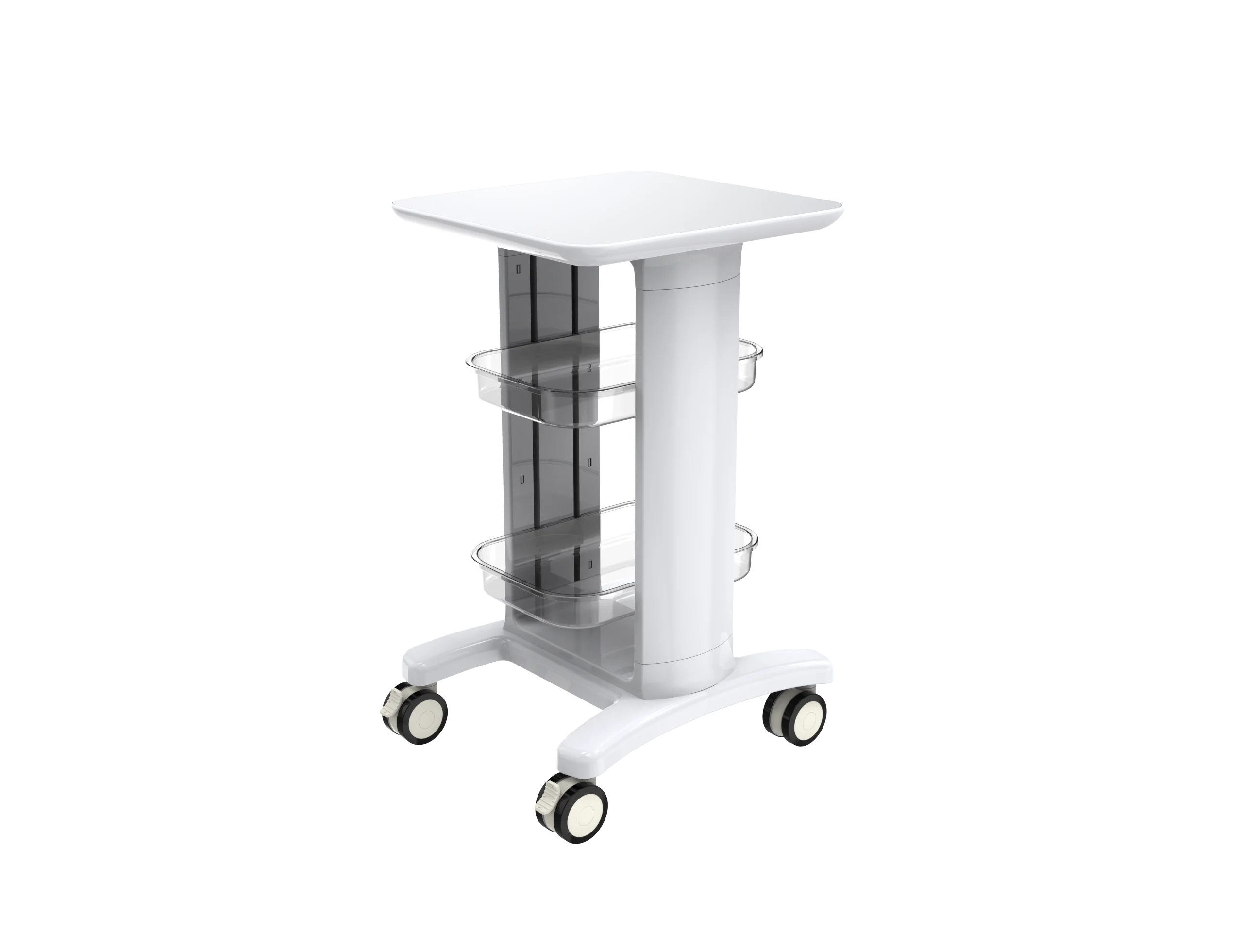 2-Tier Beauty Equipment Trolley Plastic Cart Custom Injection Molded Supported
