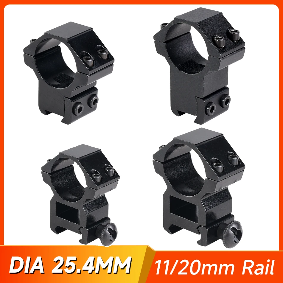 

2PCS Scope Mount Ring for Dia 25.4mmTube Scopes 11mm/20mm Dovetail Picatinny Rail Hunting Tactical Flashlight Mount