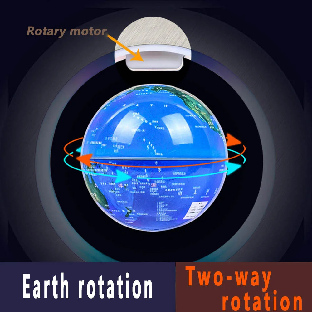 Round LED Map Floating Globe Magnetic Levitation Light Bedside Lamp Novelty Ball Light Home Decoration Learning Model Tool