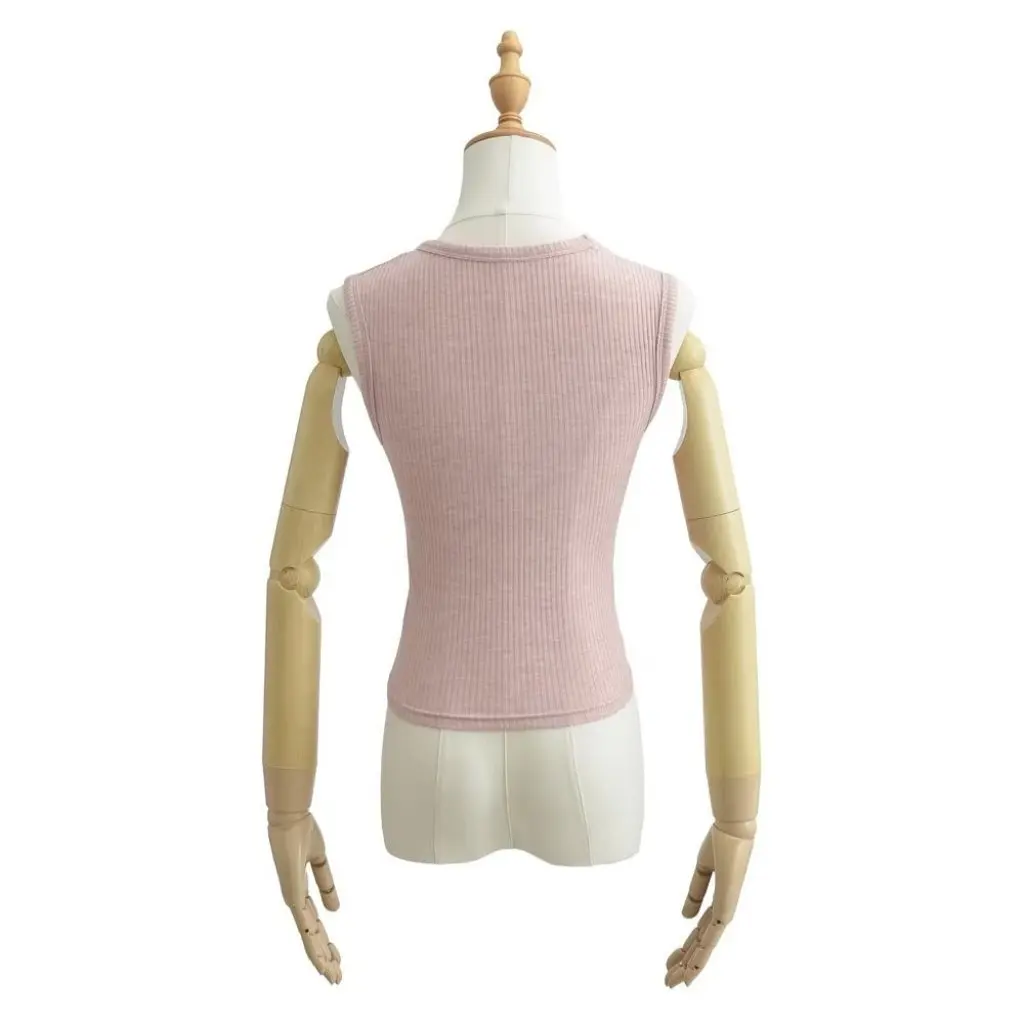 

YPFF Women's Slim-fit Sleeveless Vest Fashionable Summer Spice Girl Style Retro Square Collar Short Top American Fashion
