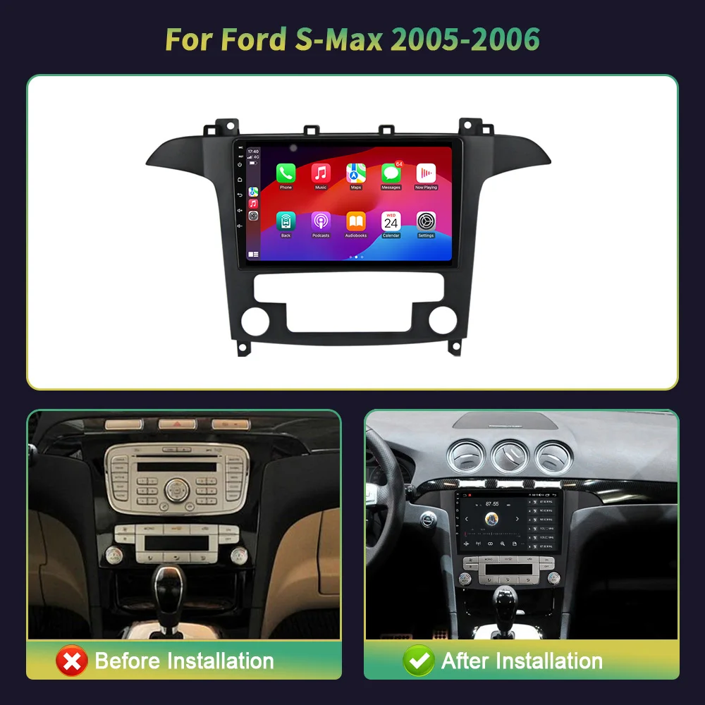 Per Ford S-MAX 2005-2006 Android 13 Car Audio Radio Navigation Multimedia Player Stereo 2Din Carplay Autoradio Head Unit 4G WIFI