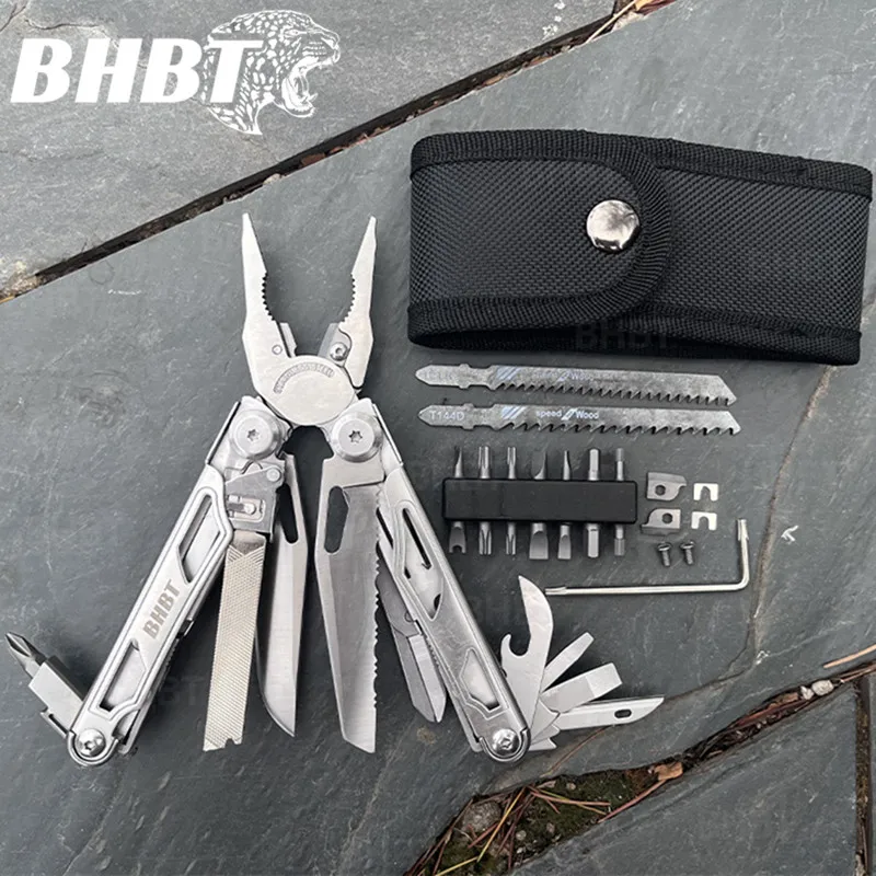 BHBT 37 in 1 Multitool Pliers Folding Multi-functional Tool With Replaceable Saw Blade Portable EDC Outdoor Hand Tools