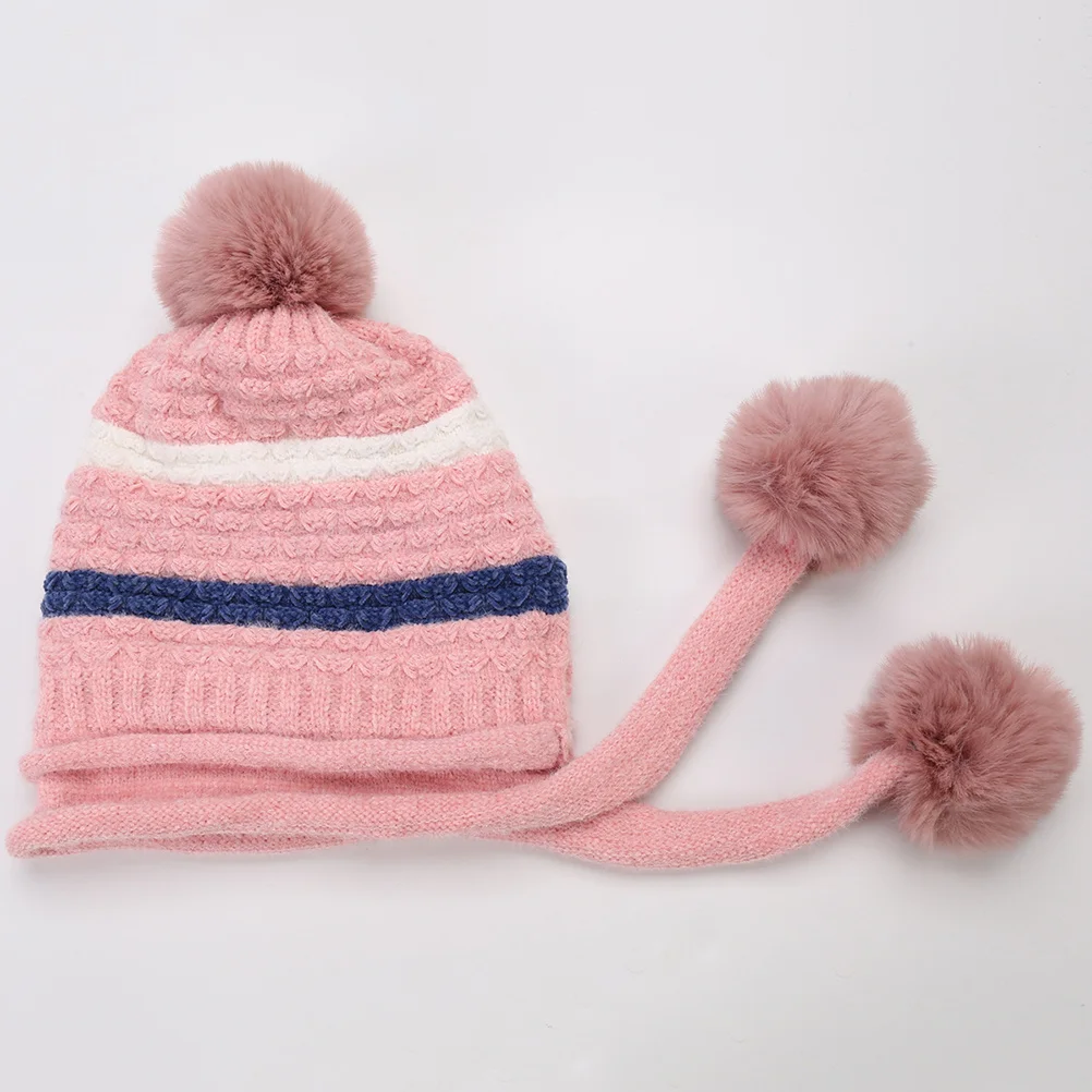 

Women'S Warm Knitted Wool With Hair Balls Soft Winter Headgear For Skiing Snowboarding Hiking Lightweight Thermal Beanie