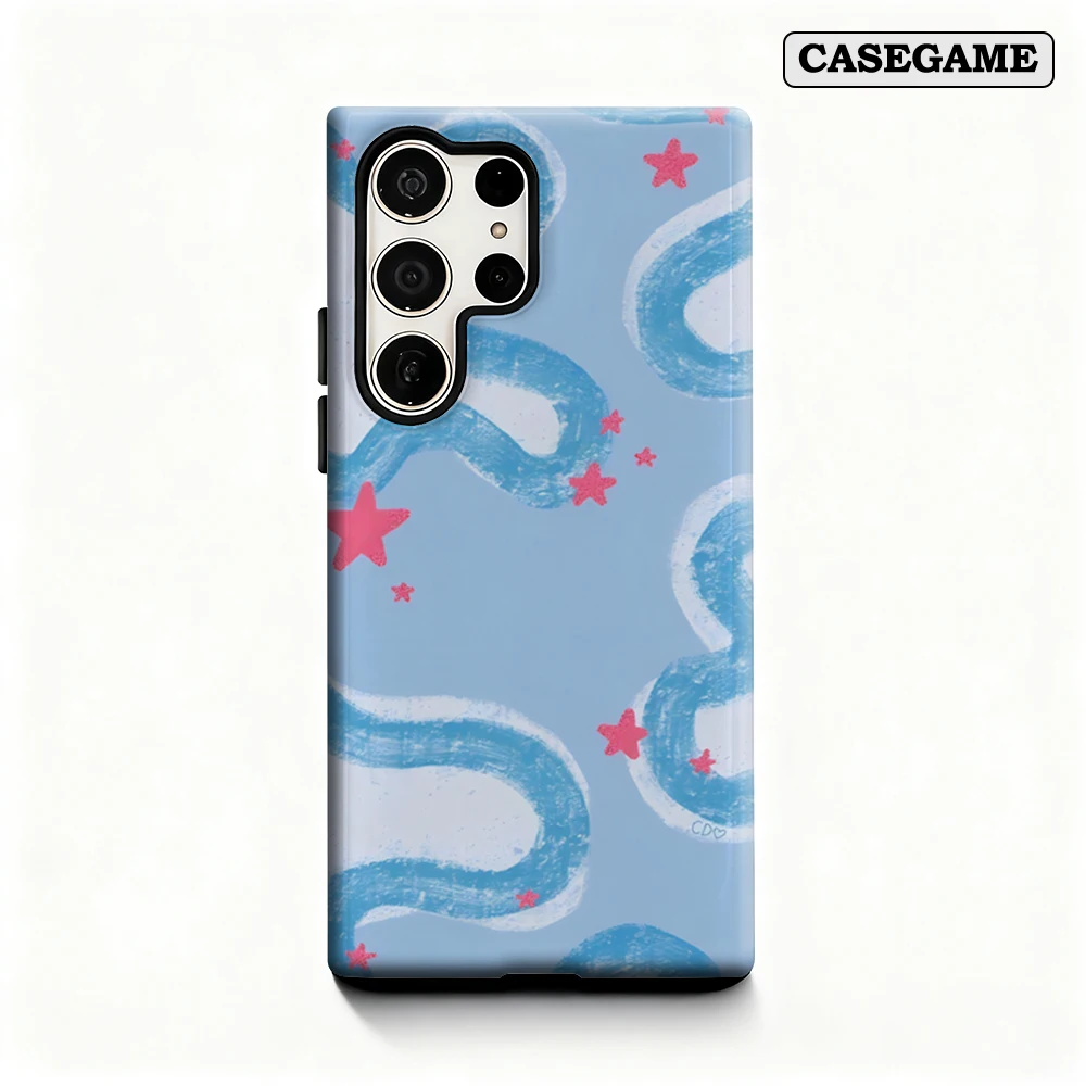 Star Waves Phone Case for Samsung Galaxy S25 Ultra S24 S23 Ultra Plus Shockproof Double Layer Back Cover