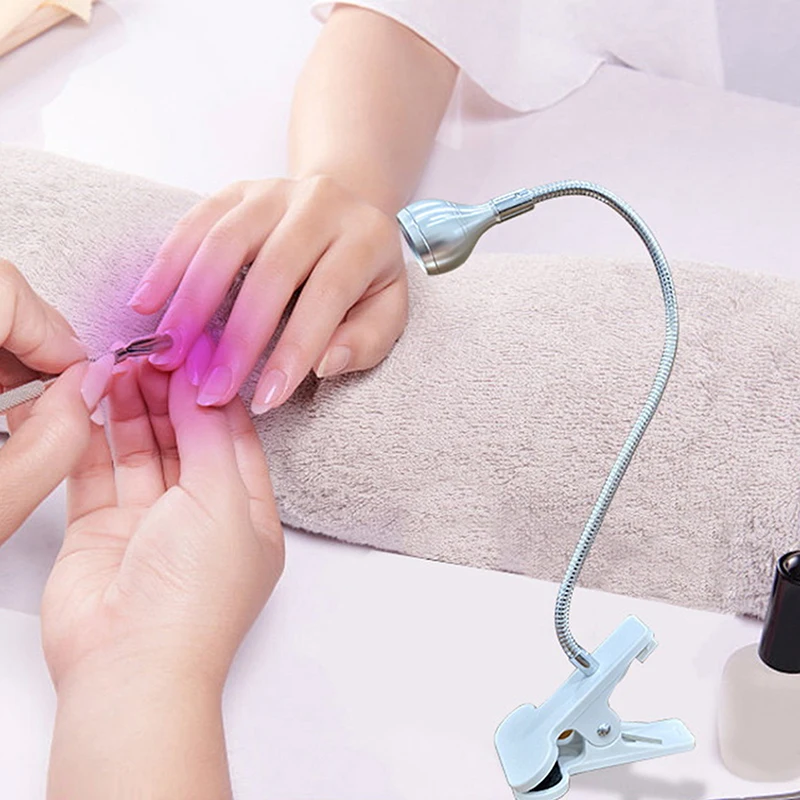 Lampada per unghie UV leggera per asciugare le unghie da 3 W per asciugare lo smalto per unghie interruttore a pedale clip-on flessibile da scrivania mini USB portatile per manicure fai da te
