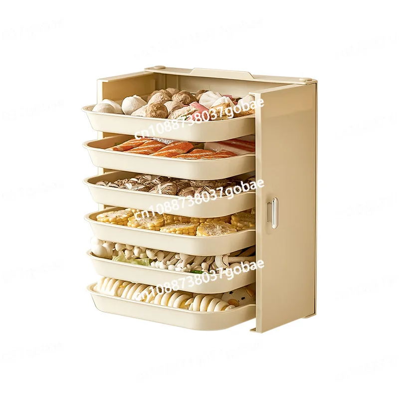 

Kitchen preparation plate Side dish Multi-layer household wall hanging folding No punching storage