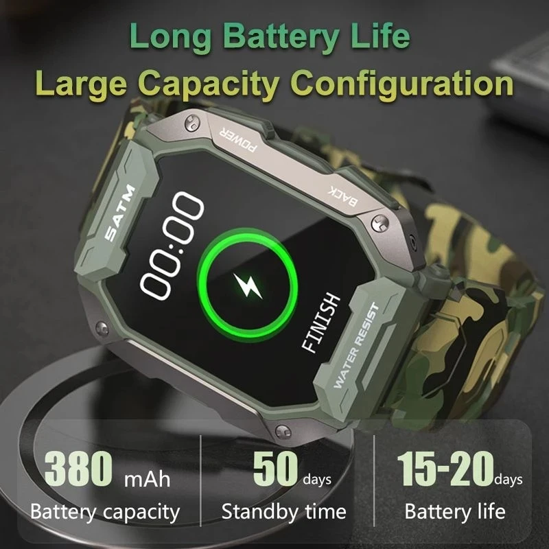 Smart Watch Men Bluetooth Full Touch Screen 5ATM Waterproof Sports Fitness GPS Military Music Control Voice Call Ladies Watches