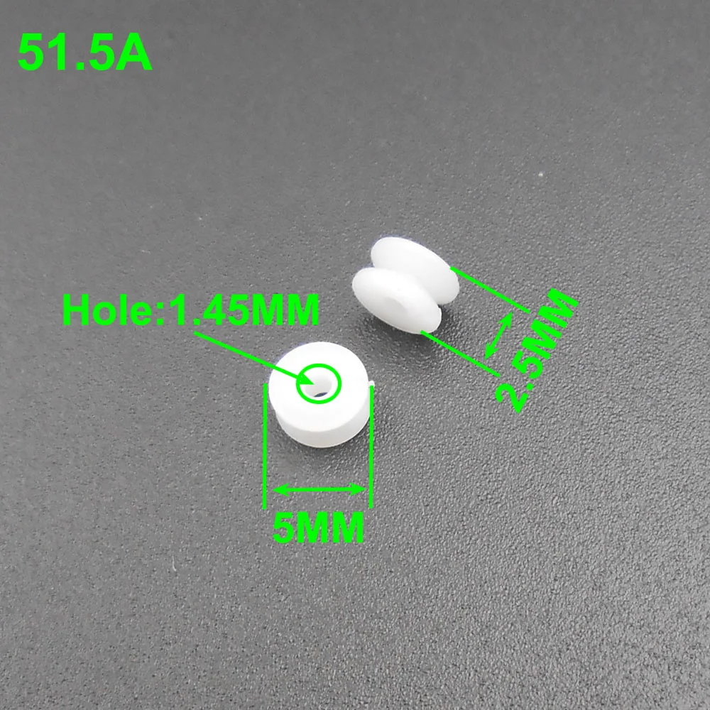 100Pcs/Lot 51.5A Plastic Pulley Gear Model Motor Wheels OD 5MM Shaft Pulleys Bore Hole Inner Dia.1.5MM 1.45MM 1.5A Height 2.5MM