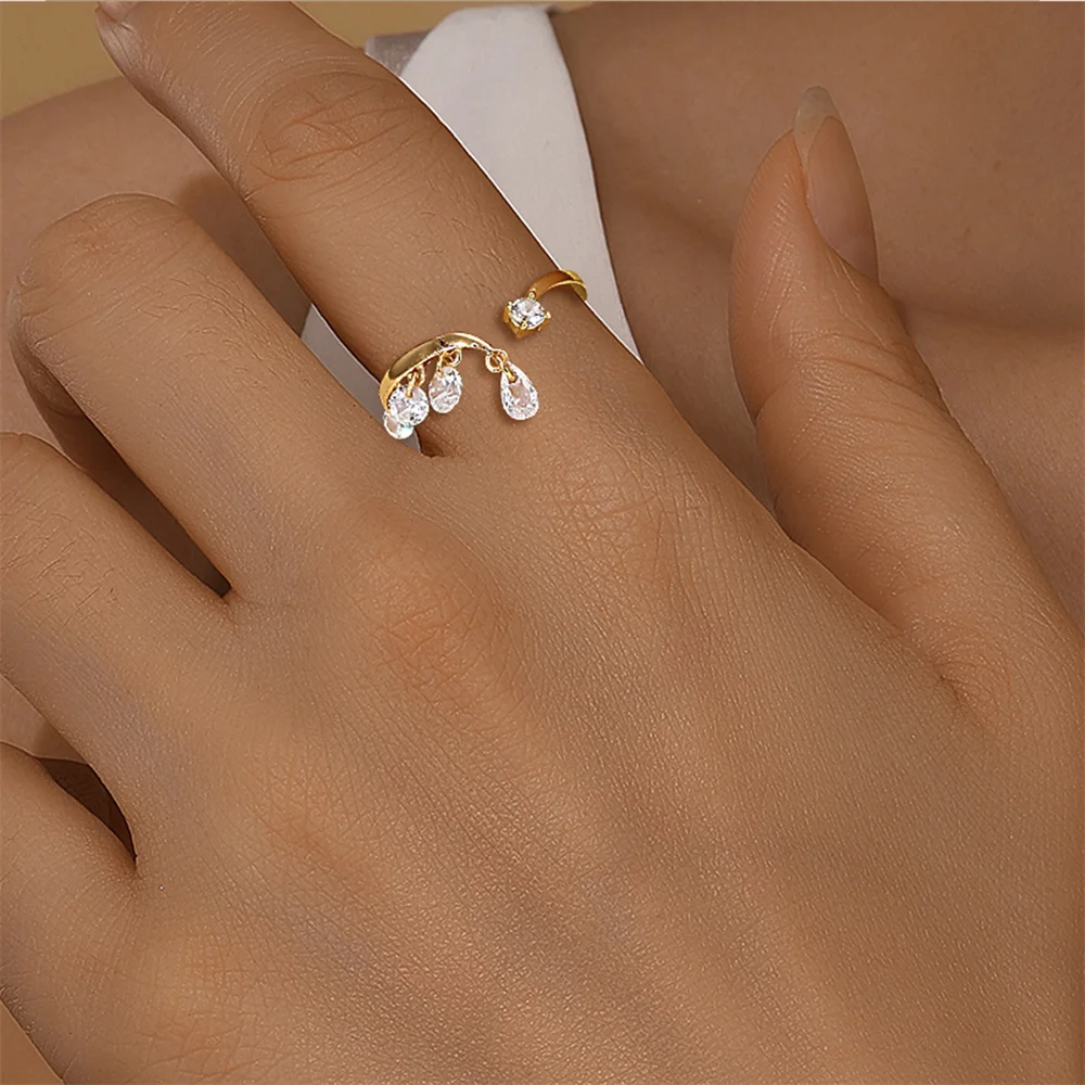 CANNER 1 Stück 925 Sterling Silber Klassischer Geometrischer Zirkon-Quasten-Offener Ehering für Frauen Ins Minimalismus Ring Schmuck Geschenk – Detail 11