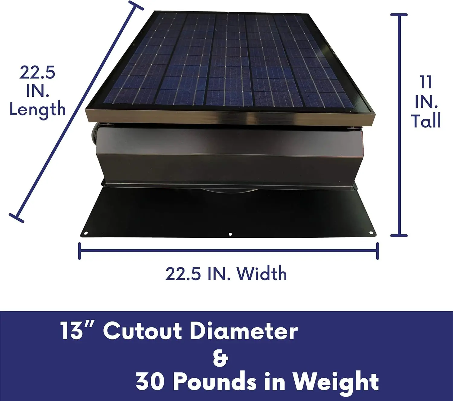 40 Watt Solar Attic Fan - Includes 110V Adapter for auto-Run Night time Operation