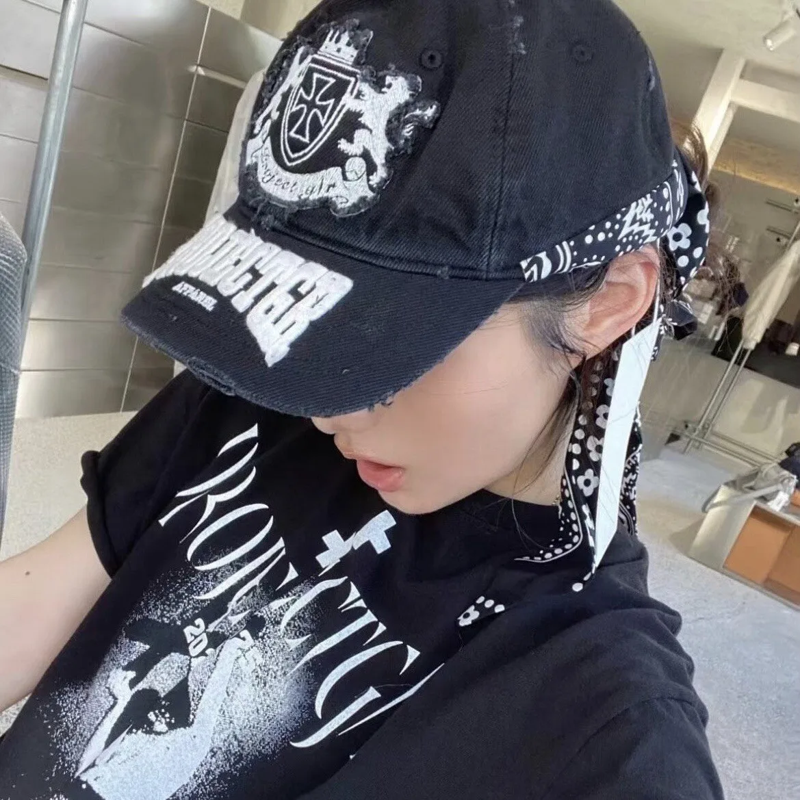Grailz PROJECT G/R Two-in-One Strap Design Patch Letter Embroidered Bowler Cap for Men and Women Ins Protocol Index