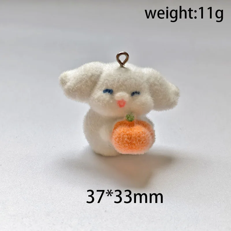 20PCS 3D Flocking Puppy and Pumpkin Charms Plush Dolls Pendants  for Necklace Jewelry Making DIY Handmade Accessories Wholesale