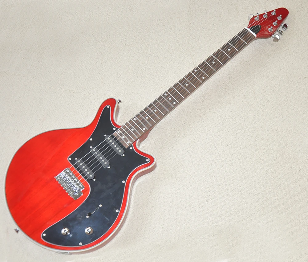 

Red 6 Strings Electric Guitar with Tremolo Bar,Rosewood Fretboard,Customizable